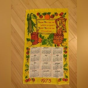 Vintage 1975 Gratitude calendar tea towel
